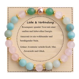 UEUC Healing Stone Bead Bracelet for Women Natural Gemstone Balance Protection Spiritual Crystal Bead Bracelet Anxiety Relief with Meaning Card, Stone