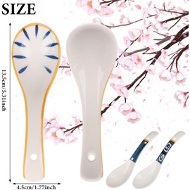 6Pcs Ceramic Soup Spoons Japanese Retro Soup Spoons Chinese Soup Spoon Ceramic Asian Soup Rice Spoon Flatware Asian Serving Spoons Minimalistic Appetizers Tableware Meal Partner Tasting
