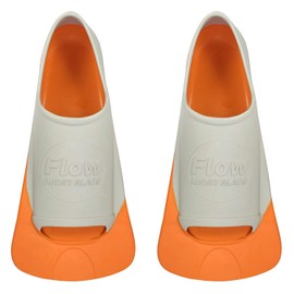 Flow Premium Rubber Short Blade Fins for Swim and Lap Training - Youth Sizes for Kids, Young Men, and Women (XXS 1-3 (Orange))