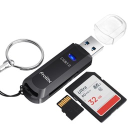 Frotox SD Card Reader, 2 in 1 Micro SD Adapter USB 3.0 High Speed Card Reader Portable USB Card Reader for SD, MMC, Micro SD, TF, SDXC, SDHC, Micro SDHC, Micro SDXC etc