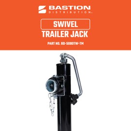 Bastion Distribution Top-Wind Swivel Trailer Jack | Weld-On Pipe Mount Jack | 5000lb Capacity | Tongue Jack for Utility Boat RV Camper Equipment Trailers | Durable Steel Construction | BD-5000TW-TM
