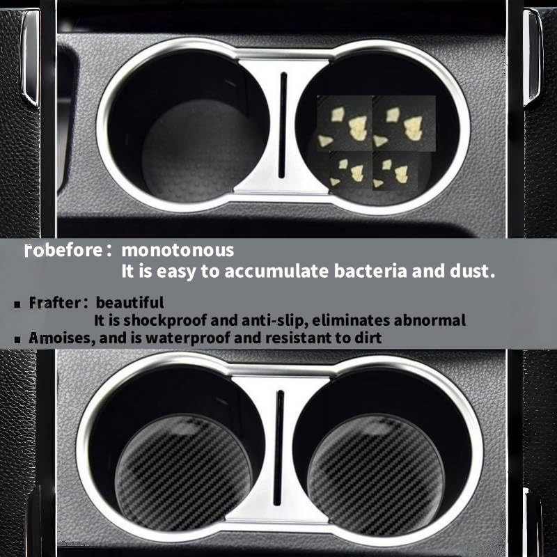 Car Cup Holder Coasters, Silicone Non-Slip Insert, Universal Fit, Black,