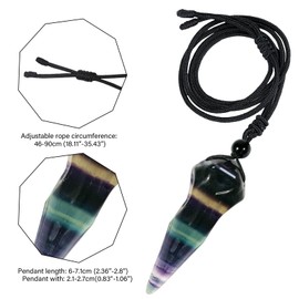 mookaitedecor Rainbow Fluorite Healing Crystal Long Raven Skull Pendant Necklace for Men Women, Semi Precious Gemstone Carved Crow Head Quartz Crystal Necklace Reiki Amulet Spiritual Jewellery Gift