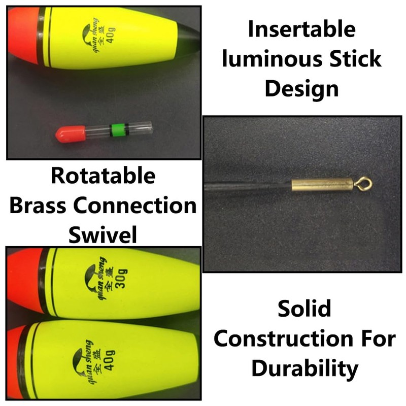 Fishing Bobbers Set with 5 Soft Eva Foam Floats Featuring