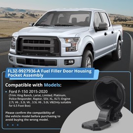FL3Z-9927936-A Fuel Filler Door Housing Pocket Assembly, Gas Tank Cap Door Hinge Compatible with Ford F150 2015-2020 (Only Suitable for 6.5 Foot Box) Replaces# FL3Z9927936A