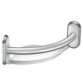 Moen LR2354DCH Bathroom Safety 9-Inch Curved Bathroom Grab Bar with Integrated Corner Shelf, Chrome