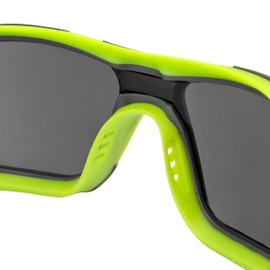 Radians GLYF Unisex Safety Eyewear with Comfort Soft-Touch Liner - Hi-Vis features on Gray Frame, Smoke Lens