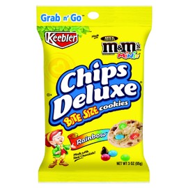 Keebler Chips Deluxe, Bite Size Cookies, Rainbow, with M&M's Minis, Grab 'n' Go, 3 Ounce, 6 Count, Pack of 6