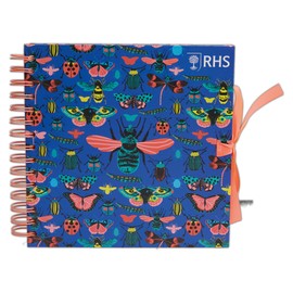 RHS The Royal Horticultural Society Wiro Bound Hardback Scrapbook, 40 Pages, White Paper, I Bug You, 8" x 8", Multicoloured, With Coordinating Ribbon Closure And Wire Colours
