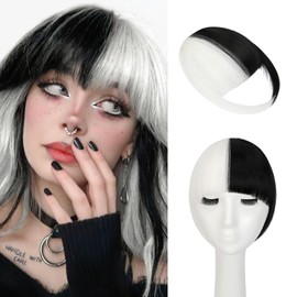 Wodelanle Bangs Hair Clip in Bangs, Fake Bangs Natrual Clip in Hair Extensions, Easy to Use Faux Bangs Clip on Bangs, French Bangs Fringe with Temples Hairpieces Curved Bangs for Cosplay