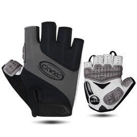 CXWXC Cycling Gloves, Summer, Finger Cut, Cycling Gloves, Gel Pad, Shock Absorption, Mesh Specifications, Breathable, Anti-Slip, Easy to Put on and Take off, Sweat Absorbent, Quick Drying, Unisex