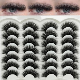etokdos Mink Lashes Cat Eye C Curl Fluffy Eyelashes Mink Natural 3D Volume Lash Strips 20mm Cateye Strip Eyelahses Pack