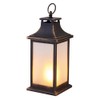 Kameyama Illuminated Fire Lantern, Curved Black, Size: Approx. 5.3 inches