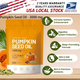 300 Pills Pumpkin Seed Oil Saw Palmetto - 3000 mg Bladder Health, Immune Support