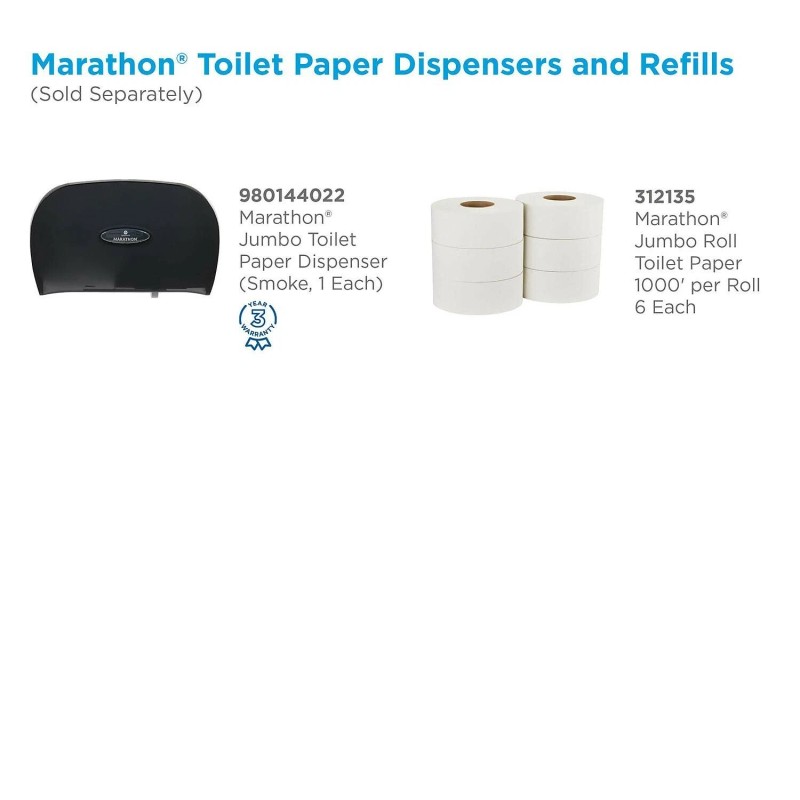 Marathon® Jumbo Roll, Toilet Paper, White, 6 Rolls/Case *FREE SHIPPING*