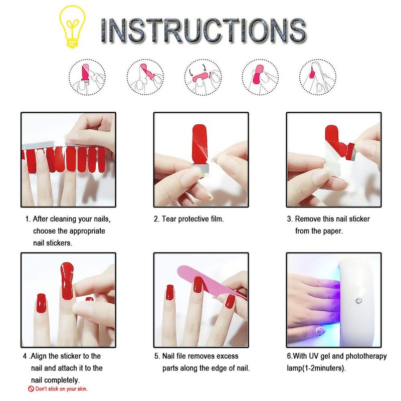 SILPECWEE 20 Sheets Adhesive Nail Polish Strips for Toes Solid