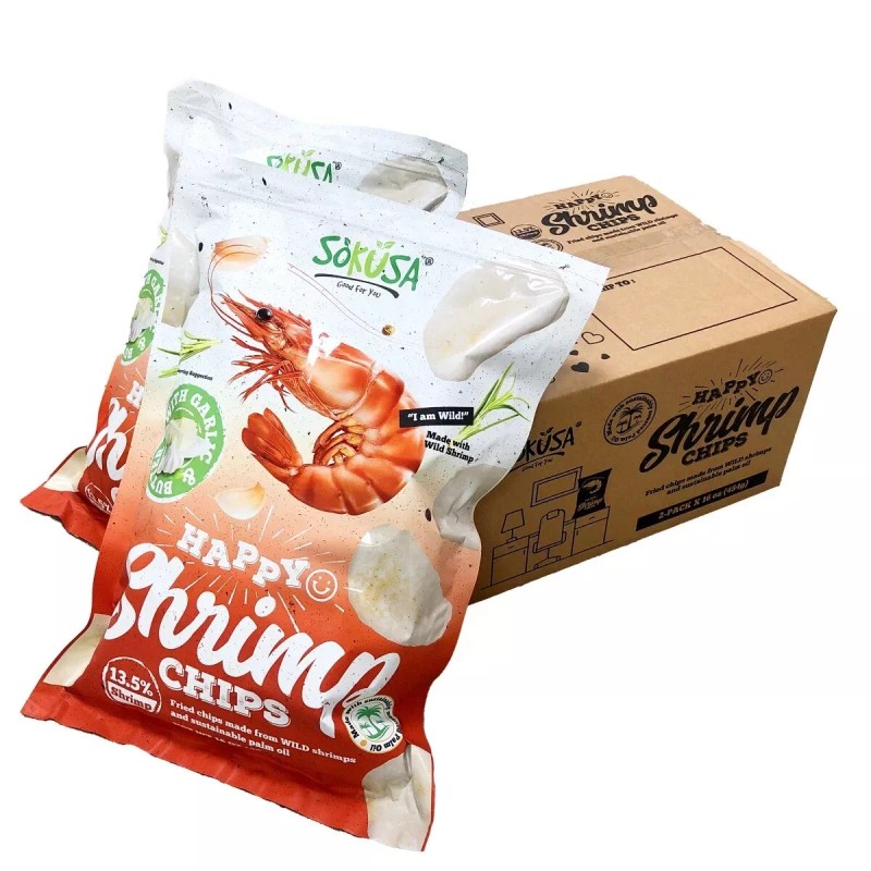 SoKusa Shrimp Chips with Garlic and Butter 16 oz Each