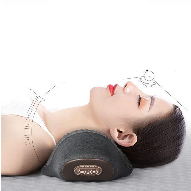 Heated Neck Support Pillow Massaging Memory Foam Breathable Cylinder Heated
