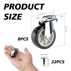Annlpoy 8pcs Small Furniture Castors, Swivel Castors, Furniture Castors, Small Mini Castors for Swivel Castors Furniture, Universal Rubber Wheels with Screws for Mini Furniture, for Office Chairs and