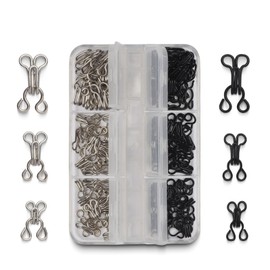Ahviesli 72 Pairs Hook and Eye Sewing Kit – Black and Silver Bra Hooks Replacement in Multiple Sizes, Ideal for DIY Clothing Repairs, Underwear Alteration, and Home Sewing, with Storage Box
