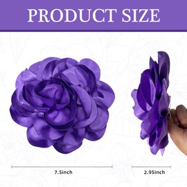 7.5in Extra Large Rose Brooch Exquisite Shiny Satin Camellia Brooch Oversized Flower Brooch Lapel Pin,Suitable For Women Dance Banquet Wedding Hair Clothing Accessories (Purple)