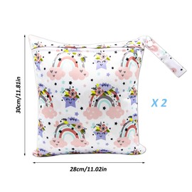NTGRTY Nappy Bag, Pack of 2, Nappy Bags, Wet Dry Bags, Wet Dirty Laundry Bag, Waterproof Dry Wet Bag, Nappy Bag for Babies, Swimming, Camping, Travel, Gym, Workout, Beach, rainbow, Additional pocket