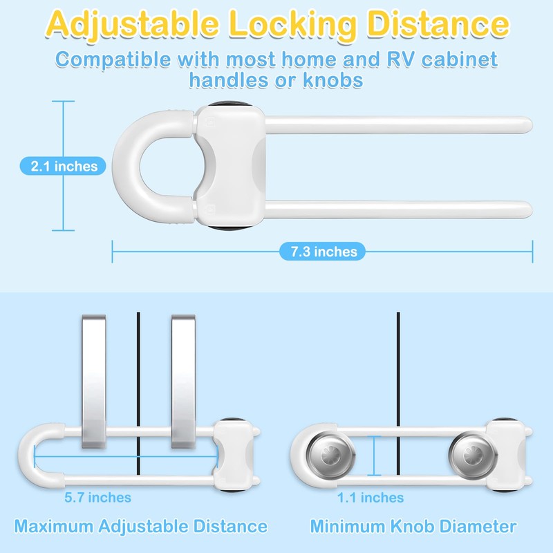 10 Pcs Sliding Cabinet Latches, U Shaped Cabinet Door Locks,