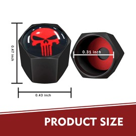 MLY 4 PCS Car Tire Valve Caps Skull Design, Airtight Dust Proof Valve Stem Caps, Red Car Accessories for Women, Universal Replacement Tire Caps for Cars Trucks Motorcycles Suvs Bikes (Red)