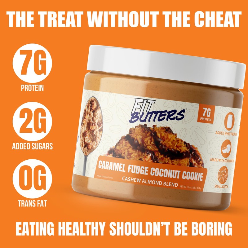 Fit Butters Caramel Fudge Coconut Cookie Cashew Almond Butter Spread,