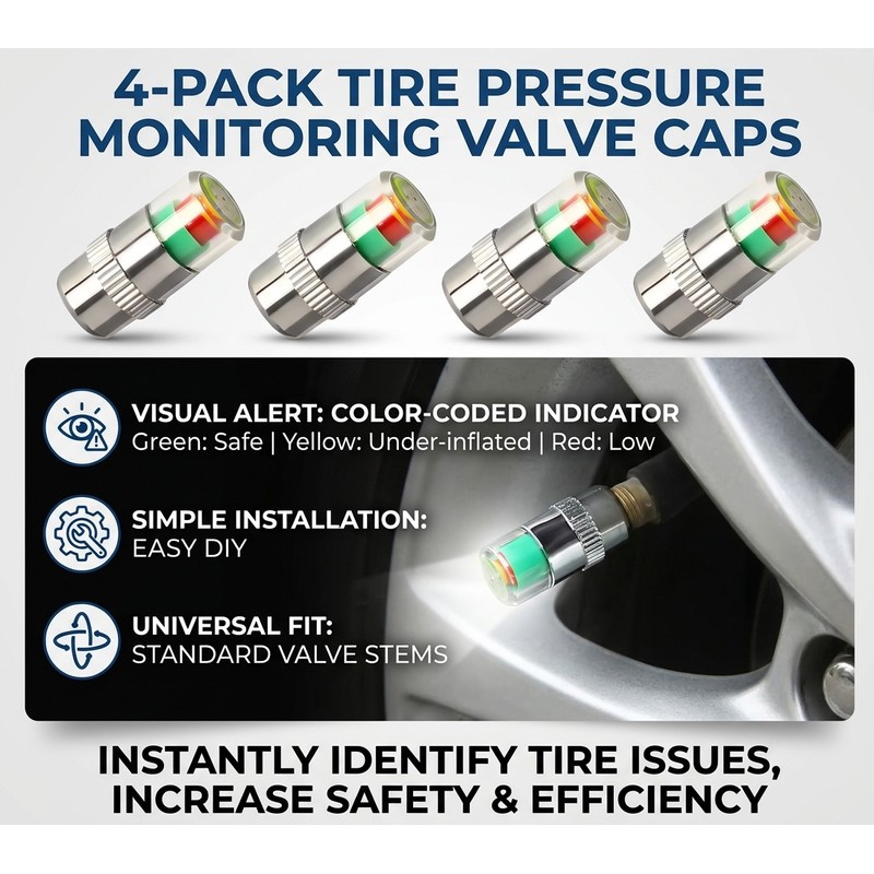 Tire Pressure Monitoring Caps for Standard Valve Stems – Visual