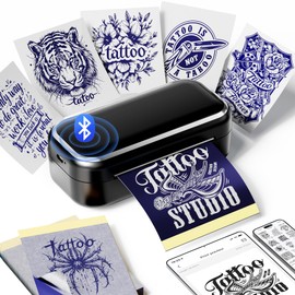 Ponek Tattoo Stencil Printer, Mini Thermal Tattoo Printer Machine with 30pcs Transfer Paper, Bluetooth Stencil Printe for Temporary Tattoos, Artists & Beginners, Compatible with Smartphone & Tablet