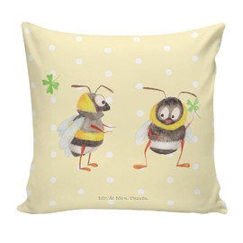 Mr. & Mrs. Panda Cushion Bumble Bee Clover Leaf Gift Sofa Cushion Saying Happy Bee Animal Motifs Animals Cushion Cover Good Mood Decorative Cushion