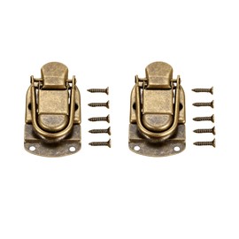 dophee 2Pcs Vintage Metal Box Lock Hasp Latch Clasp Toggle Buckle for Jewelry Box Gift Box Case Suitcase Luggage Furniture Hardware with Screws, Antique Bronze