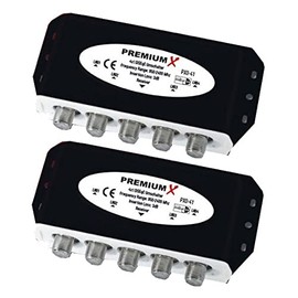 4x PremiumX PXD 41 DiSEqC Switch 4/1 Switch 2.0 Compatible Motor C with Weatherproof Housing DVB-S/S2 SAT Digital Full HD 3D and HDTV
