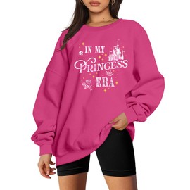 DUTUT Princess Shirts For Women In My Princess Era Graphic Sweatshirt Retro Magic Castle Tee Family Vacation Long Sleeve Tops Rose Red