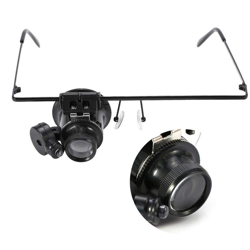 20X Magnification Single Eyeglass Magnifying Lighting Loupe Glasses Jeweler Watch