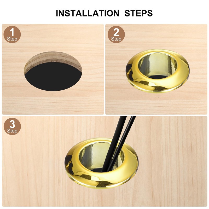 sourcing map 4Pcs Cable Hole Cover, 12/32 inch(18mm) ABS Office