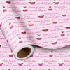 LeZakaa Cupcake Birthday Wrapping Paper Roll for Daughter, Pink Cupcake,