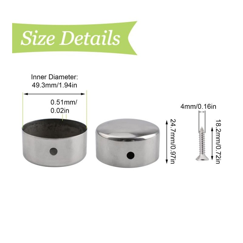 UFURMATE Handrail End Cap, 4PCS 201 Stainless Steel Round Handrail