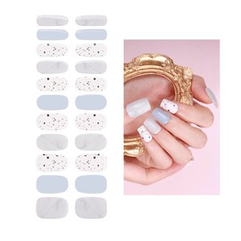 Yekafue No Lamp Gel Nail Strips 22 Pcs Wraps - Light off-White, Easy Apply Gel Nail Stickers Long Lasting, Salon-Quality, 2 Prep Pads, 1 File, 1 Wooden Stick