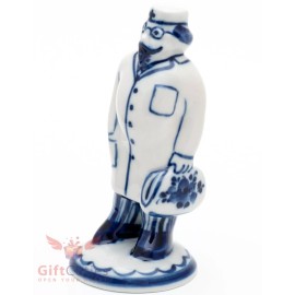 Gzhel Russian Hand painted Porcelain Figurine Doctor Aybolit famous cartoon poem