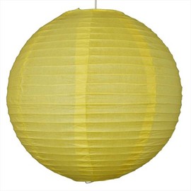 1 x 12" Yellow round paper lantern with wire ribbing