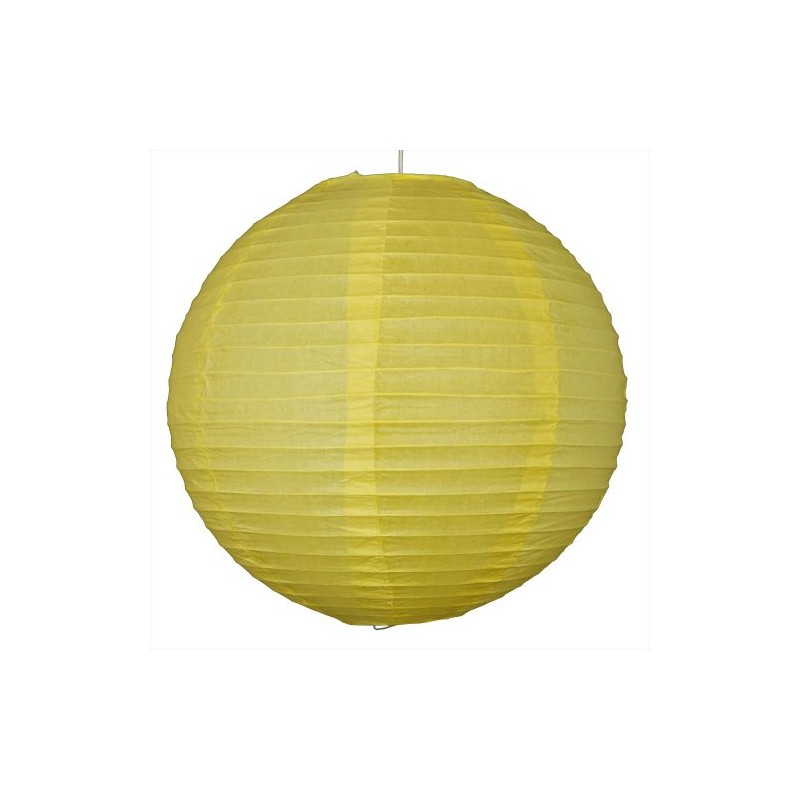 1 x 12" Yellow round paper lantern with wire ribbing