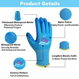 SLARMOR Work Gloves for Children, Children's Gardening Gloves for Children Aged 2-3 Years, 4-5 Years, 6-13 Years, Foam Rubber Coating Work Gloves, Gardening for Girls and Boys