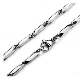 EUDAIMIA Stainless Steel Chain Necklace for Men Women Silver Rhombic Wheat Link 3mm Chains Fashion Jewelry Gift, 24 inches, Stainless Steel, No Gemstone