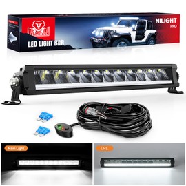 Nilight 15.5 Inch Single Row Slim LED Light Bar 60W 6650LM Anti-Glare Flood Spot Combo Beam IP68 DRL Offroad Driving Lighting w/ 16AWG DT Wiring Kit for Pickup Truck SUV ATV UTV Boat 4x4 Jeep