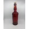 Pier 1 Cranberry Ruby Red Recycled Art Glass Embossed Bottle