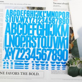 1 Inch & 2 Inch Letter Number Stickers, Luenhego 5 Sheets Capital Alphabet Numbers Symbol Stickers for Scrapbook, Mailbox, Crafting, House Number - Blue