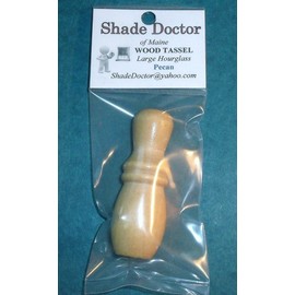 Shade Doctor of Maine 2 1/2 inch Wood Cord Tassel for Roman Shades & Woven Wood Bamboo Shades - Pecan Finish - Hourglass Design