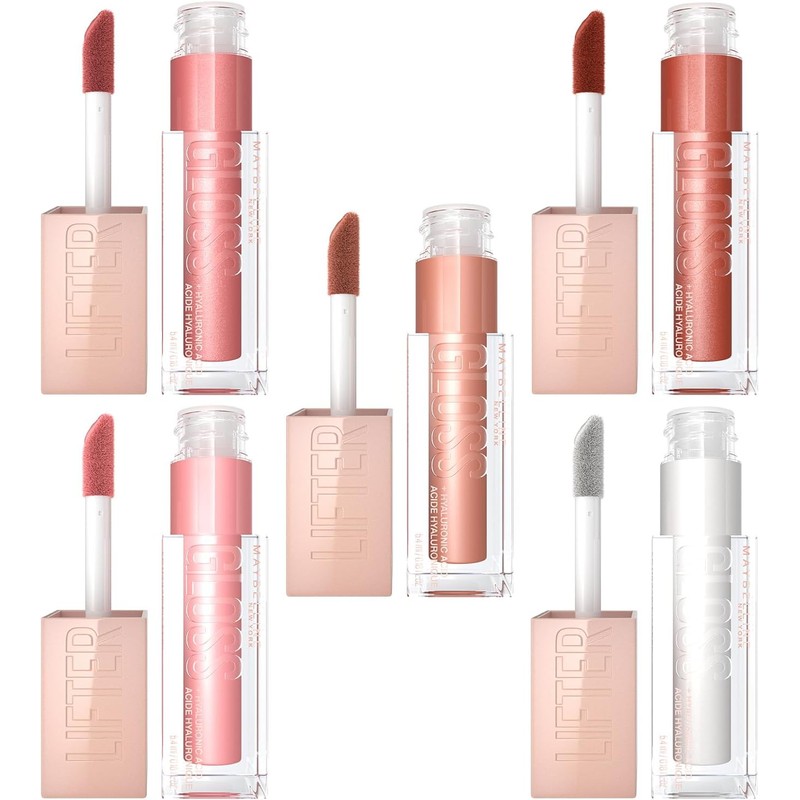 Maybelline Lifter Gloss 5 Brillos Labiales – Hidratación 4h, Ácido